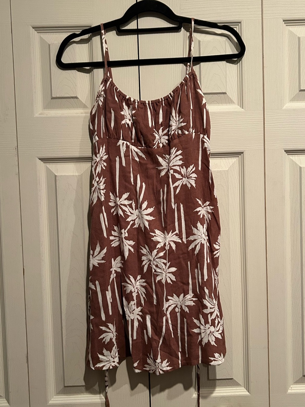 Billabong Rust Brown Palm-Print Mini Dress